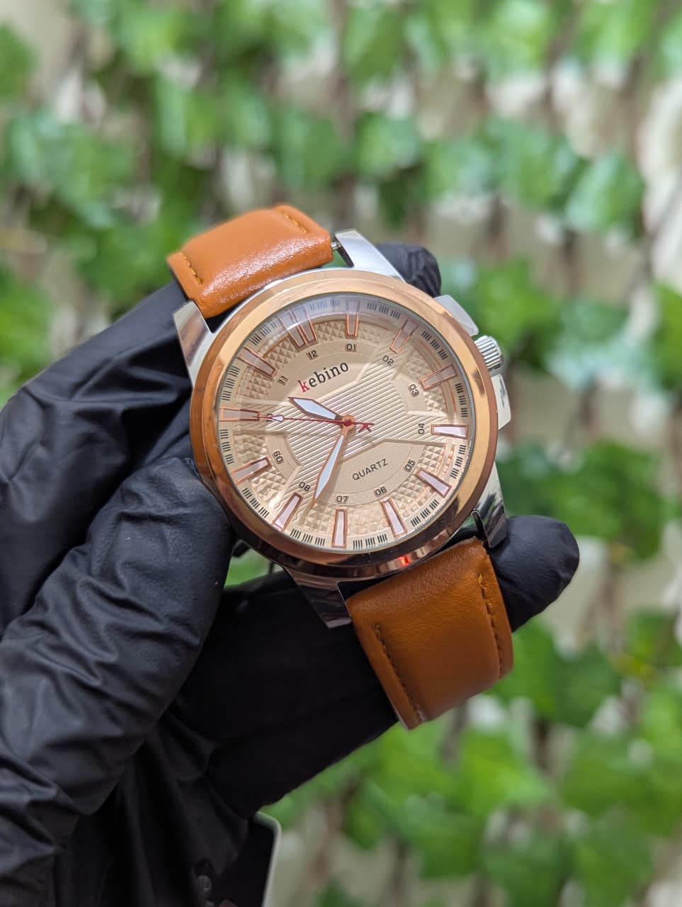 Classic Dress Watch for Men – Textured Dial & Leather Strap