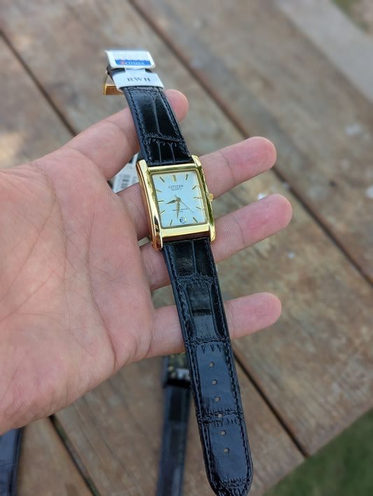 Citizen Minimal Watch with  Leather Strap without Date