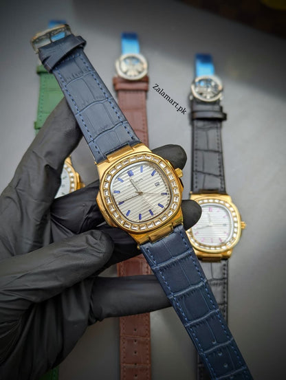 Patek Philippe Classic Stainless Steel Watch with Genuine Leather Strap