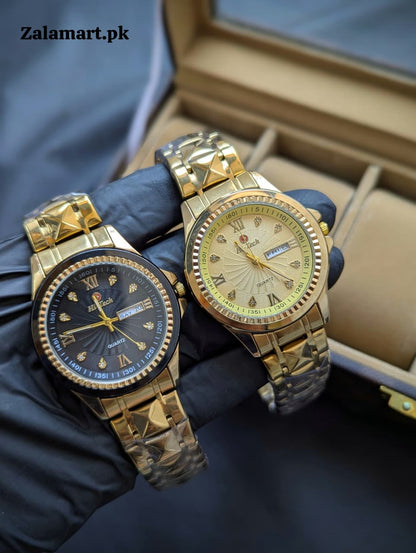 Luxury Stainless Steel Watch – Waterproof | Day & Date Display