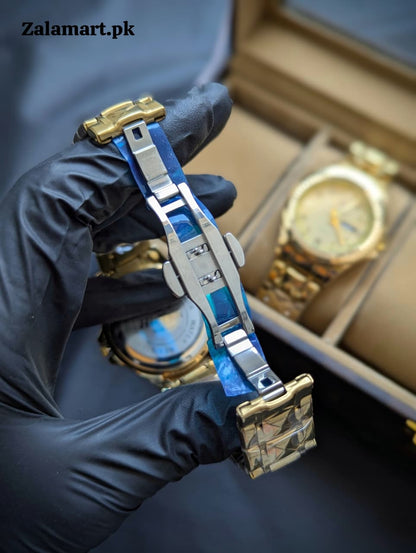 Luxury Stainless Steel Watch – Waterproof | Day & Date Display