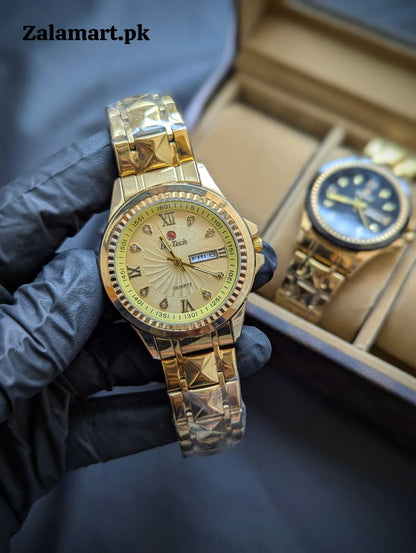 Luxury Stainless Steel Watch – Waterproof | Day & Date Display