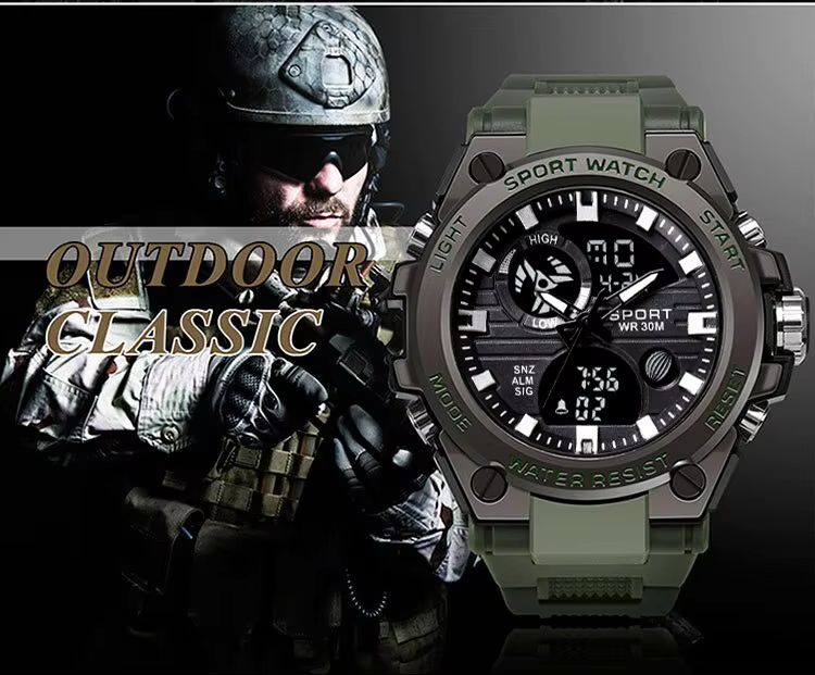 Men's Digital Military Sports Watch – 30M Waterproof