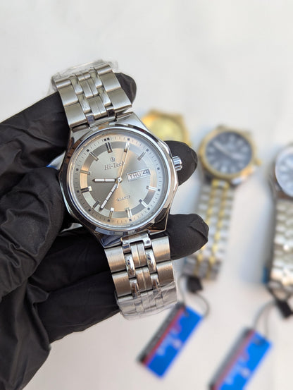 Hi-Tech™ Minimal Stainless Steel Watch with a Day & Date display