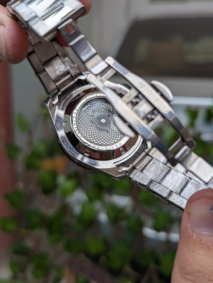 Premium RLX-Style Stainless Steel Watch with Rotating Bezel & Date Display