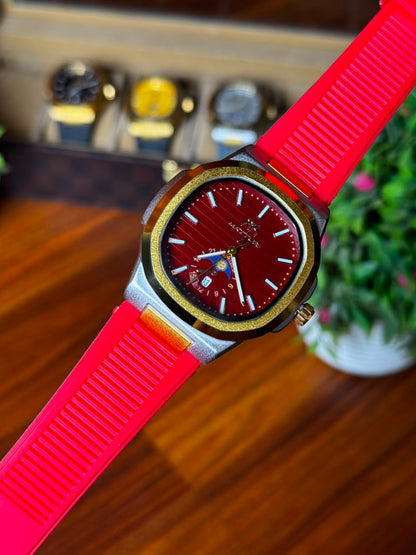 Luxury Analog Watch with Premium Silicone Strap – Modern Casual & Formal Timepiece