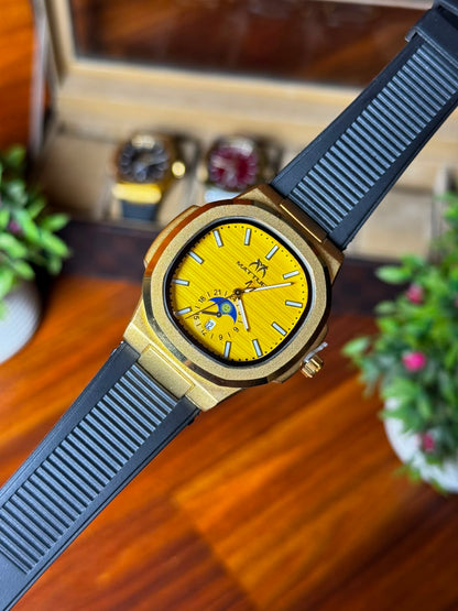 Luxury Analog Watch with Premium Silicone Strap – Modern Casual & Formal Timepiece