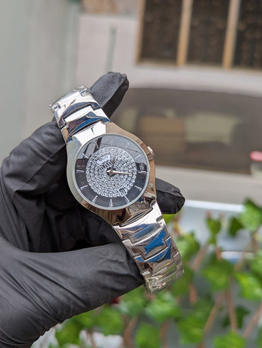 Premium Classic Men’s Watch – Crystal Dial & Stainless Steel Bracelet