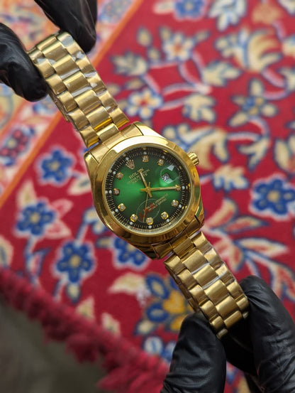 RLX Luxury Green Dial Gold-Tone Men’s Watch