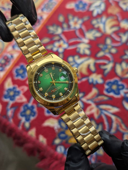 RLX Luxury Green Dial Gold-Tone Men’s Watch