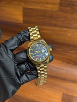 Classic Luxury Men’s Watch – Fluted Bezel & Stainless Steel Bracelet