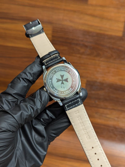 Classic Blue Dial Men’s Watch – Genuine Leather Strap