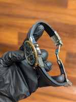 Green Luxury Dive Watch – Gold Bezel & Black Rubber Strap
