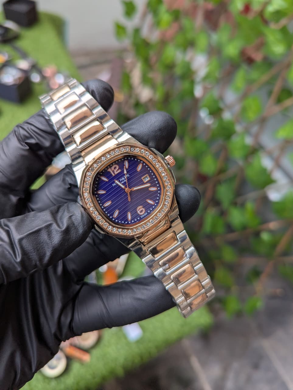 Patek Philippe Nautilus Men’s Watch with Stone Bezel