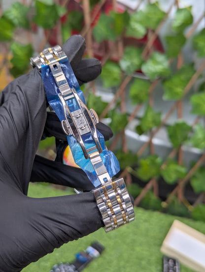 Premium RLX-Style Stainless Steel Watch with Rotating Bezel & Date Display