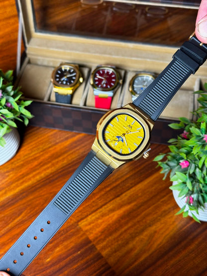 Luxury Analog Watch with Premium Silicone Strap – Modern Casual & Formal Timepiece