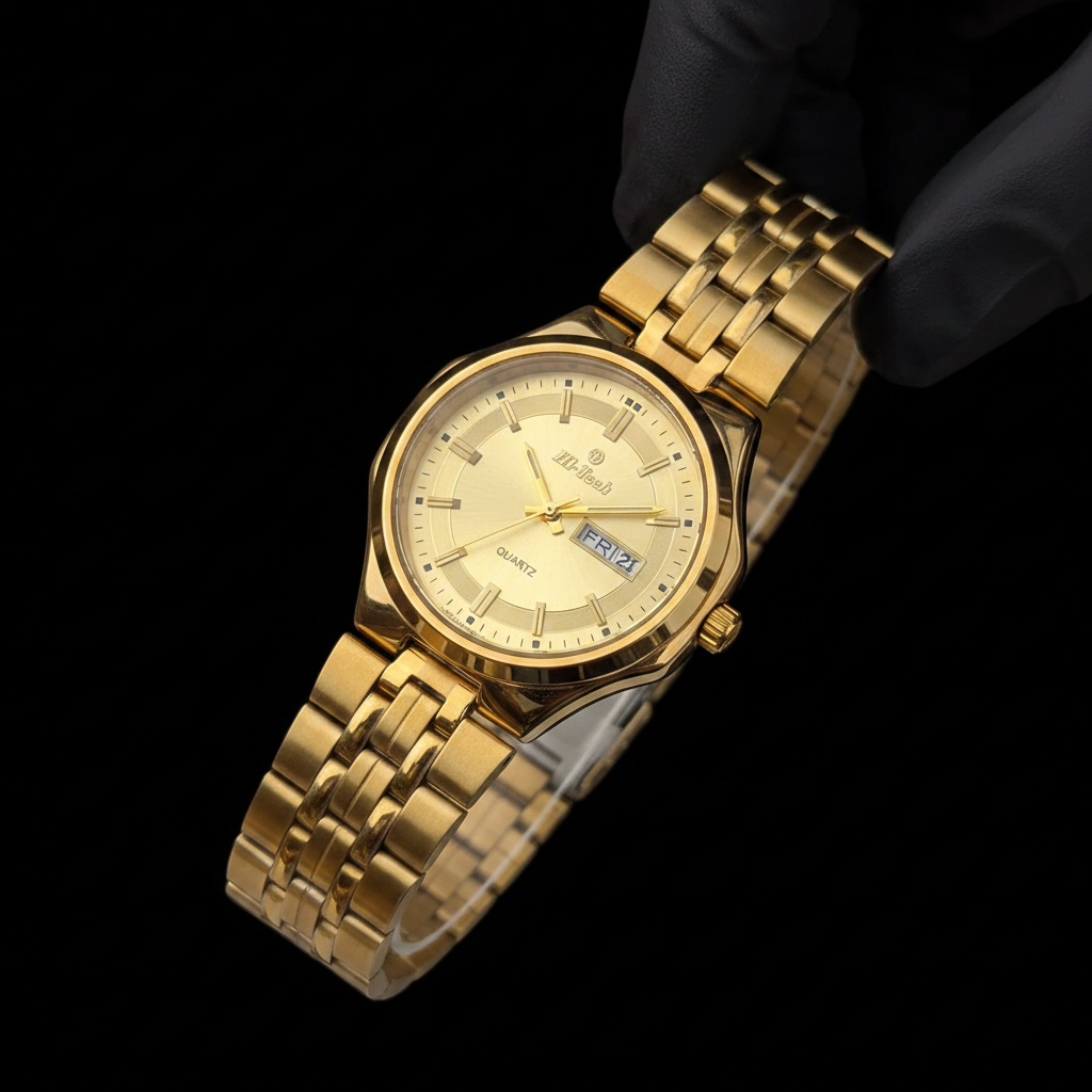 Hi-Tech™ Minimal Stainless Steel Watch with a Day & Date display