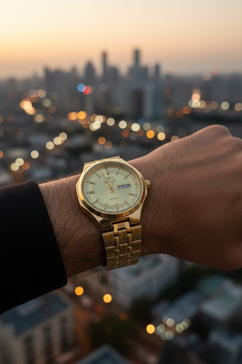 Hi-Tech™ Minimal Stainless Steel Watch with a Day & Date display