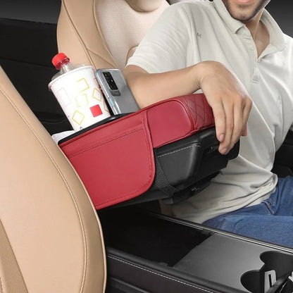 Multi-Function Car Armrest Cushion with Built-In Cup Holder & Tissue Box Organizer
