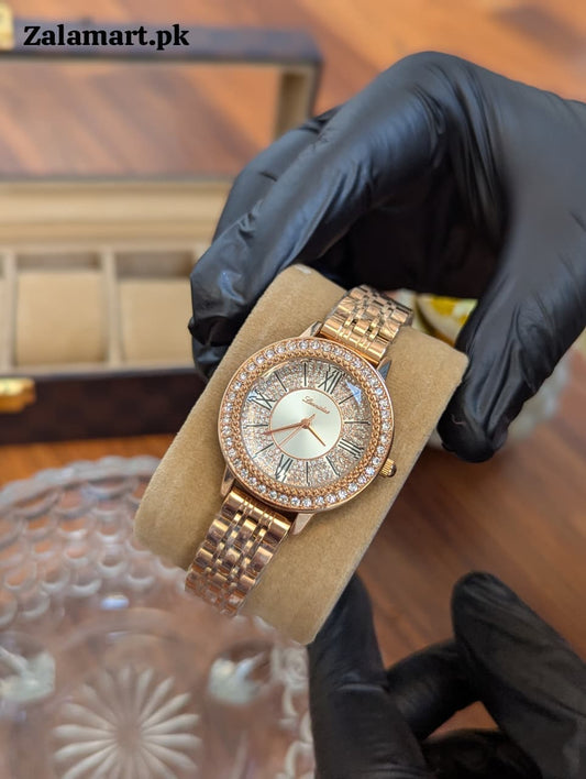 Elegant Ladies Watch — Premium Stainless Steel + Free Gift Box